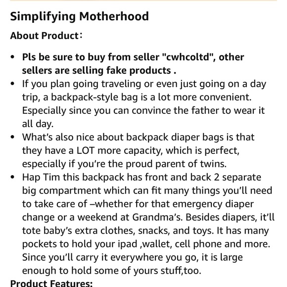 Hap Tim Multi- function Large Grey Baby Diaper Bag Backpack with Stroller Straps - Picture 9 of 10